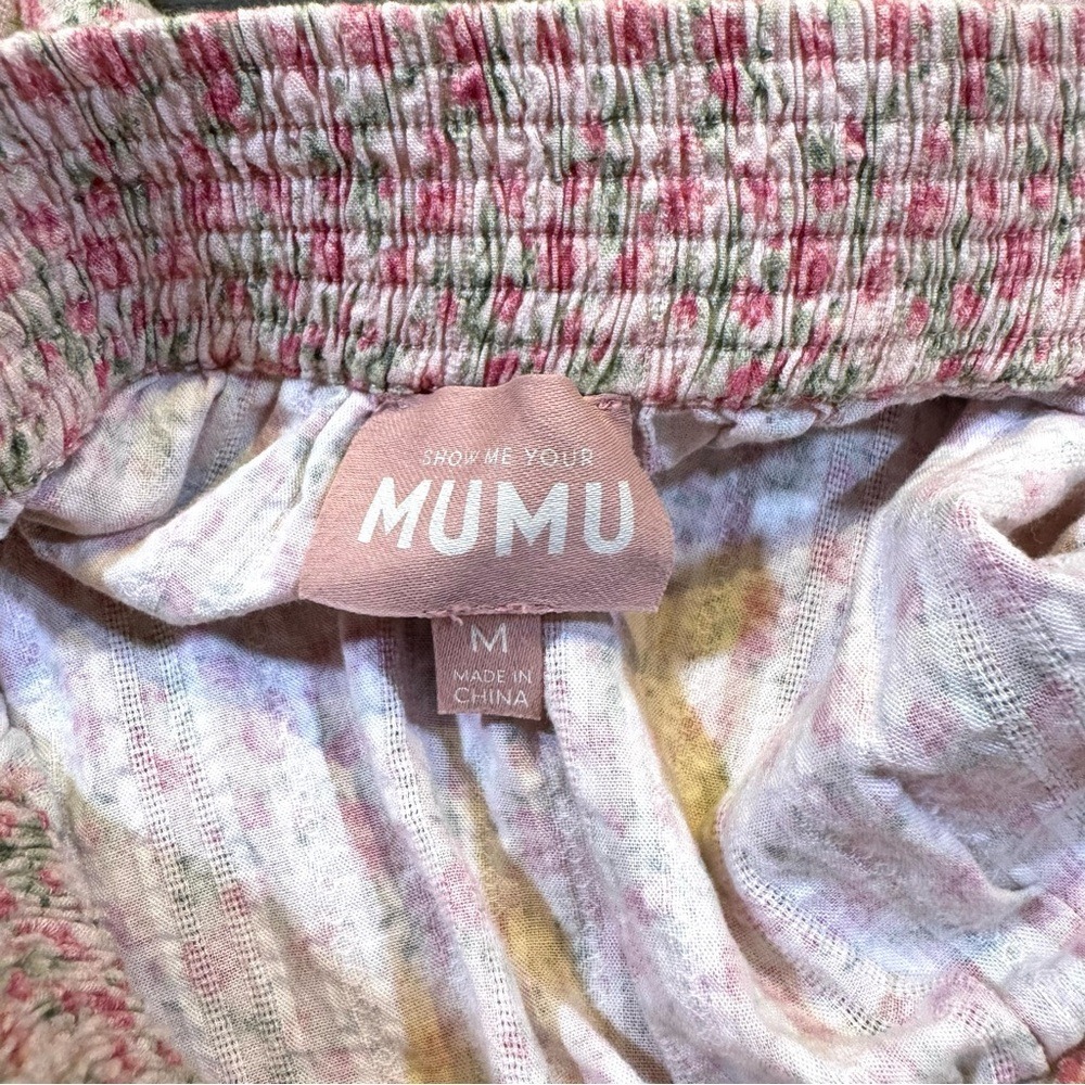 Show Me Your Mumu Charm Mini Skirt Pink Cotton Floral Lace Trim Womens M - Picture 3 of 15